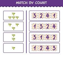 Übereinstimmung nach Anzahl der Cartoon-Olive. Match-and-Count-Spiel. Lernspiel für Kinder und Kleinkinder im Vorschulalter vektor