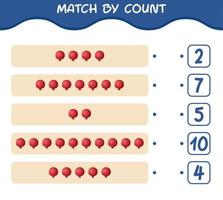 Übereinstimmung durch Zählung des Cartoon-Granatapfels. Match-and-Count-Spiel. Lernspiel für Kinder und Kleinkinder im Vorschulalter vektor