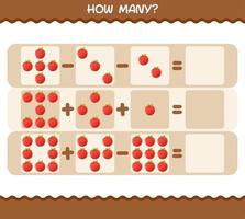 hur många tecknade äpple. räknespel. pedagogiskt spel för barn och småbarn i förskoleåldern vektor