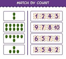 match efter antal av tecknad soursop. match och räkna spel. pedagogiskt spel för barn och småbarn i förskoleåldern vektor