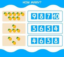 hur många tecknade aprikoser. räknespel. pedagogiskt spel för barn och småbarn i förskoleåldern vektor