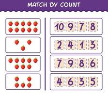 match efter antal tecknade jordgubbar. match och räkna spel. pedagogiskt spel för barn och småbarn i förskoleåldern vektor