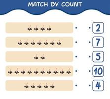 Übereinstimmung durch Zählung von Cartoon-Holunder. Match-and-Count-Spiel. Lernspiel für Kinder und Kleinkinder im Vorschulalter vektor
