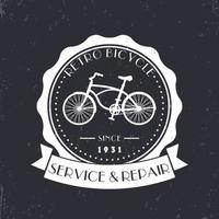 Retro-Fahrradservice und -reparatur, Vintage-Logo, Abzeichen, Zeichen, Vektorillustration vektor