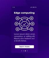 edge computing mobil banner med linjeikon vektor