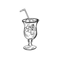 Cocktail dünne schwarze Linien auf weißem Hintergrund - Vektor