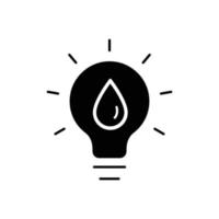 vatten energi ikon. glödlampa med vatten. glyfikon stil. silhuett. lämplig för förnybar energi symbol. enkel design redigerbar. designmall vektor