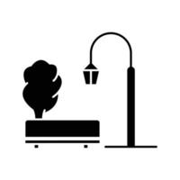 park ikon. trädgårdslampa, sits, träd. glyfikon stil. silhuett. lämplig för trädgårdssymbol. enkel design redigerbar. designmall vektor