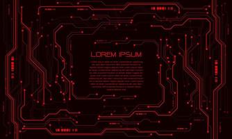 abstrakte rote Schaltung Cyber-Technologie futuristisch mit modernem kreativem Hintergrundvektor des einfachen Textdesigns