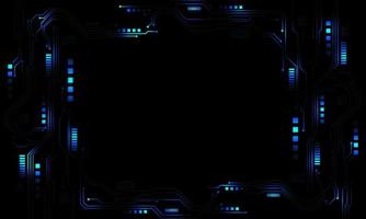 technologie blaues licht energieschaltung cyber display auf schwarzem futuristischem musterdesign kreativem hintergrundvektor vektor