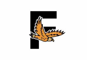 Strichzeichnungen Illustration des fliegenden Adlers mit f Anfangsbuchstaben