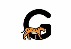 linjekonst illustration av tiger med g initial bokstav vektor