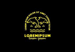 hoppande delfiner linjekonst med lorem ipsum text vektor