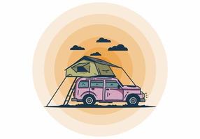 Camping auf dem Dach der Autoillustration vektor