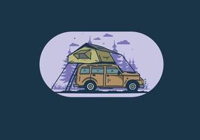 Camping auf dem Dach der Autoillustration vektor