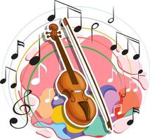 fiol med musikmelodisymboler vektor
