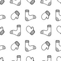sömlösa mönster av handritade handskar och strumpor vektor