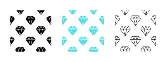 diamant sömlösa mönster i tre stilar vektor