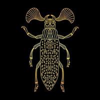 ein goldener Käfer in einem linearen Stil. lineare Vektordarstellung vektor