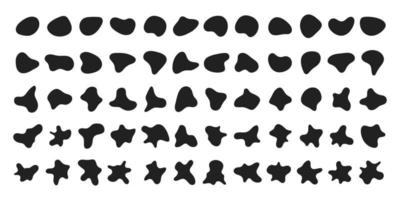 slumpmässig abstrakt flytande organisk svart oregelbunden fläck former platt stil design flytande vektor illustration set