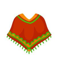 Poncho. roter und orangefarbener mexikanischer Umhang. vektor