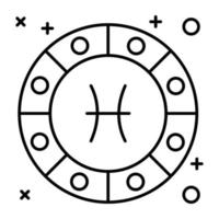 Sternzeichen, lineares Icon-Design von Fischen vektor