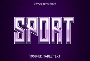 Sporttexteffekt mit violetter Farbe und bearbeitbar für Logo. vektor