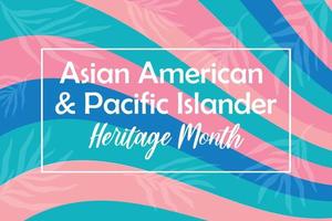 Asiatisk amerikan, Stillahavsöarnas arvsmånad - firande i usa. ljusa färgglada banner malldesign med palmblad lövverk siluett. aapi 2022. vektor