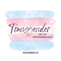 akvarell transsexuell prideflagga i babyblå, rosa och vita ränder. vektor akvarell bakgrund, fyrkantig banner mall för transpersoners minnesdag.