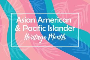 Asiatisk amerikan, Stillahavsöarnas arvsmånad - firande i usa. krans rund ram med färgglada ljusa palmblad lövverk siluett. aapi 2022 vektor