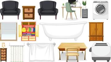 Möbel und Haushaltsgeräte auf weißem Hintergrund