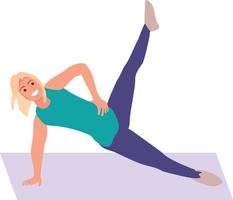 yoga und fitness, gesunder lebensstil. flache vektorillustration. Ausfallschritte und Kniebeugen, Plank. Ganzkörpertraining vektor