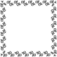 quadratischer schwarzer Rahmen aus Pflanzen auf weißem, isoliertem Hintergrund vektor