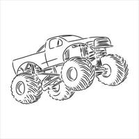 monster truck vektor skiss