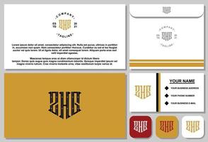 kreativ bokstav zhg monogram logotyp design med mall för brevpapper vektor