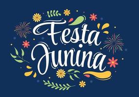festa junina eller sao joao firande tecknad illustration gjort mycket livlig genom att sjunga, dansa samba och spela traditionella spel kommer från Brasilien vektor