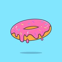 schwimmende Donut-Cartoon-Illustration. Lebensmittelillustration vektor