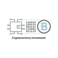 Symbol für das Anlagekonzept der Kryptowährung. bitcoin-mining-idee dünne linienillustration. digitale Geldbörse. Vektor isoliert Umrisszeichnung