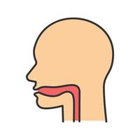 Farbsymbol für Mundhöhle, Rachen und Speiseröhre. oberer Abschnitt des Verdauungskanals. isolierte Vektorillustration vektor