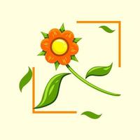 Blumenillustration mit flachem Designstil. Sonnenblumen-Symbol. gelb, orange und grün. elegant und frisch. geeignet für logo, symbol, symbol, zeichen, dekoration und t-shirt design vektor