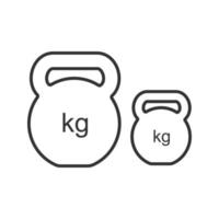 Kettlebells lineares Symbol. Übungsgewichte. dünne Liniendarstellung. Sportausrüstung. Kontursymbol. Vektor isoliert Umrisszeichnung