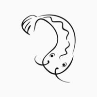 illustration av en fisk. fisk linje ikon. enkelt logotyp koncept. havskatt. lämplig för logotyp, ikoner och symbol. såsom skaldjur restaurang logotyp, fiskeföretag vektor