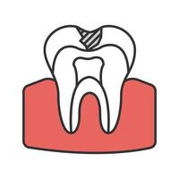 Symbol für Kariesfarbe. gesunde Zähne. isolierte Vektorillustration vektor