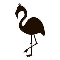 vektor söt rolig flamingo siluett isolerad på vit bakgrund. rolig tropisk exotisk fågelillustration. svart stencilbild för barn. djungel sommar clipart