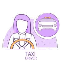 taxifahrer frau. konzept service symbole cab umrissvektor. vektor