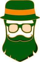 man i grönt skägg och hatt med glasögon. tecken för st. Patricks dag. ikon platt vector.isolated på en vit bakgrund. vektor
