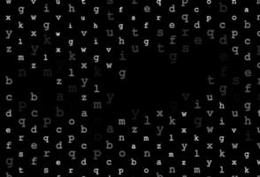 dunkelsilberner, grauer Vektorhintergrund mit Zeichen des Alphabets. vektor