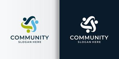 community logotyp med tre personer vektor