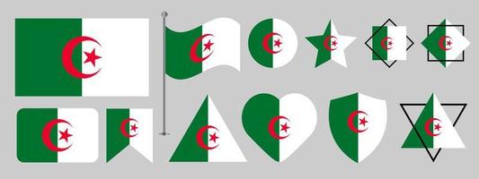 Algerien-Flaggendesign. algerien nationalflagge vektor design set. algerien flaggenvektorillustration