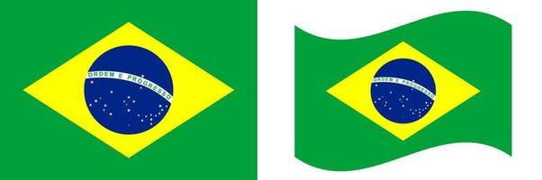 Brasilien-Flagge. Vektor-Illustration. brasilien nationalflagge gesetzte vektorillustration. Illustration der brasilianischen Flagge. Brasiliens offizielle Nationalflagge.